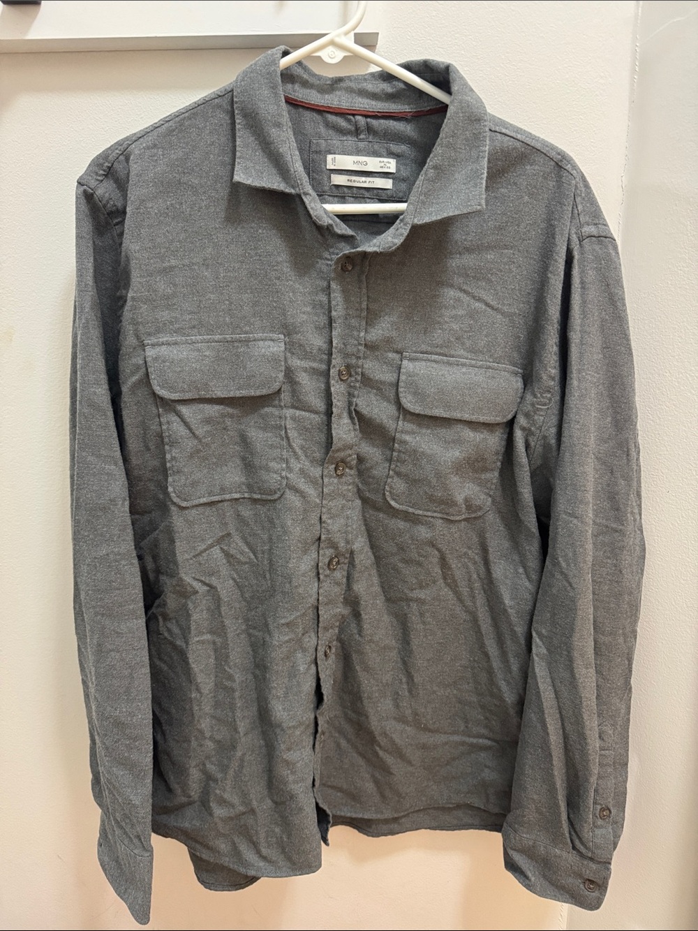 Slim Fit Gray Button-Up Shirt Jacket - Mango Brand